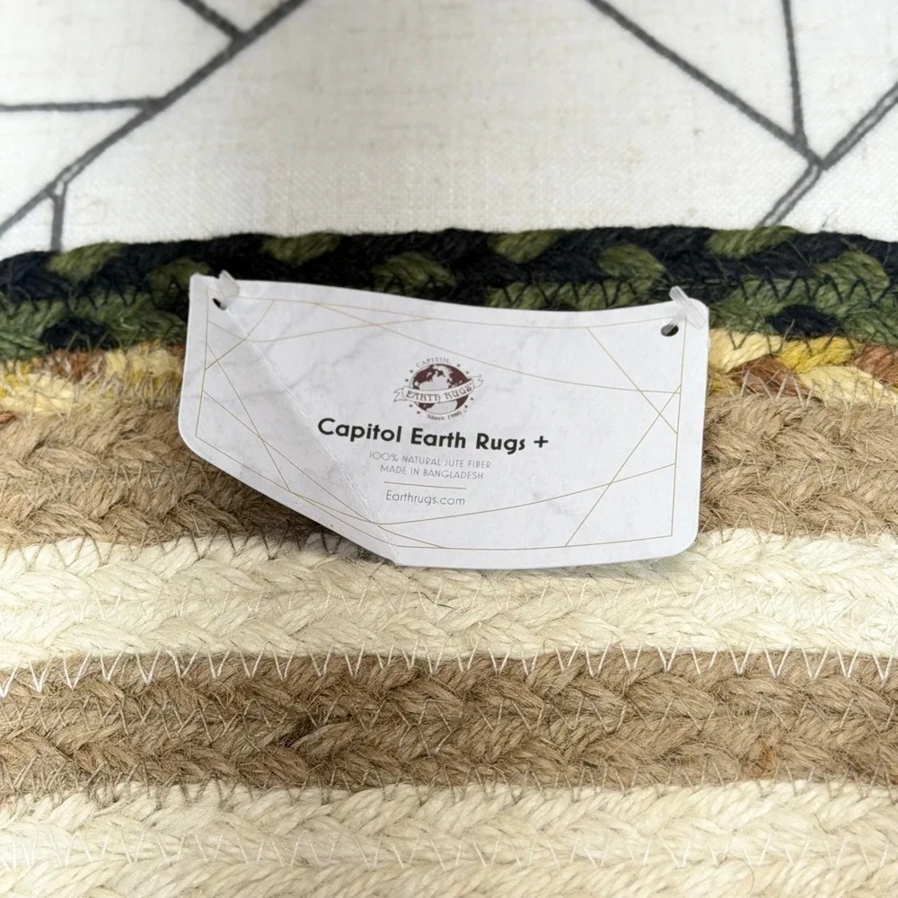 Capitol Earth Rugs Oval Jute Mat 10x15 Multicolor Mama & Baby Bear Jan Harless